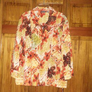 CHICO'S multi color print 3/4 sleeve jacket sz 3 woman